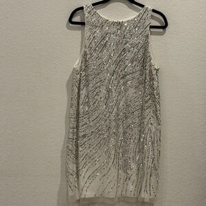 Adrianna Papell Silver Sequin Mini Dress